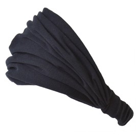 CHARM Casualbox | Organic Cotton Headband Pre-tied Bandana Mens Womens Hairband Chemo Head Bands Black