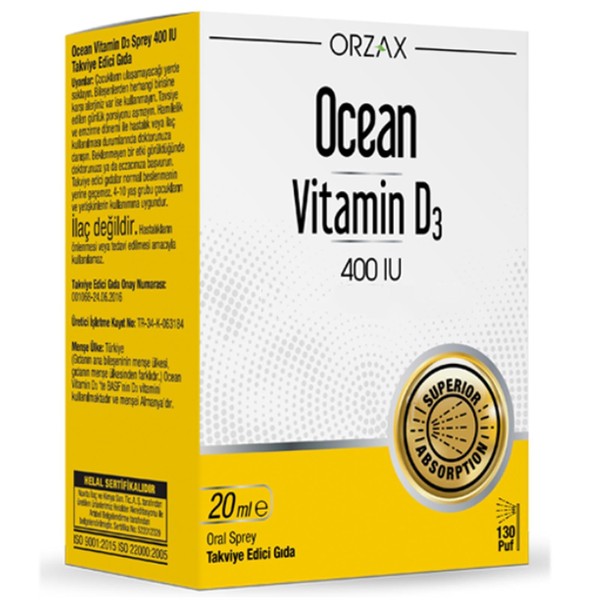 Ocean Vitamin D3 400 IU 130 Puf Oral Sprey (1