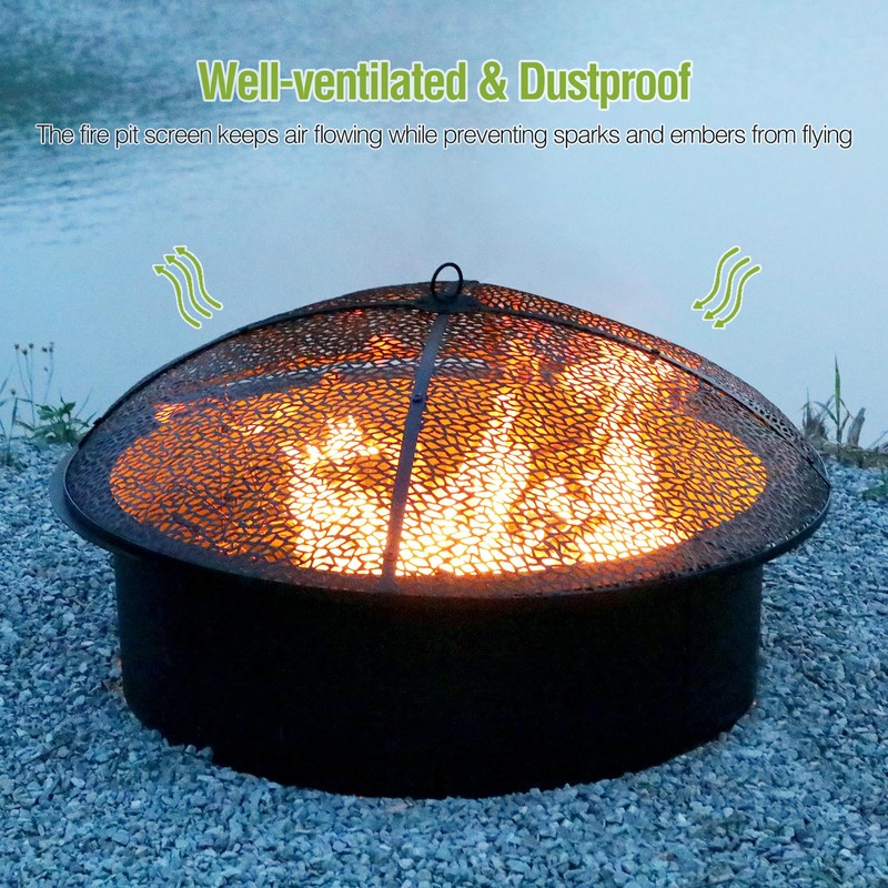 REDCAMP 36Inch Fire Pit Spark Screen, Collapsible Fire Pit Screen