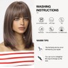 OUFEI Brown Bob Wig With Bangs Short Straight Wig For
