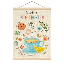 HKTZM Positive Tea Wooden Poster Hangers 12.5×17 Inch,Motivational Poster Hanger Frame,Inspirational Hanging Frames,Mental Health Posters Hanger Frame,Wooden Poster Frame Daily Affirmations For Kids