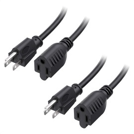 [ETL Listed] Cable Matters 2-Pack 16 AWG Heavy Duty 13A Power Extension Cord - 15ft, 3 Prong Power Cord Extension, NEMA 5-15P to NEMA 5-15R, Black