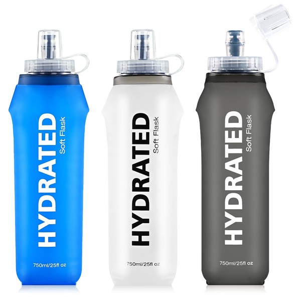 SLUXKE Foldable Water Bottle, 3 Pack, Collapsible Water Bottle, TPU
