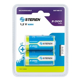 STEREN Paquete de 2 Pilas Recargables C NiMH 3000 mAh