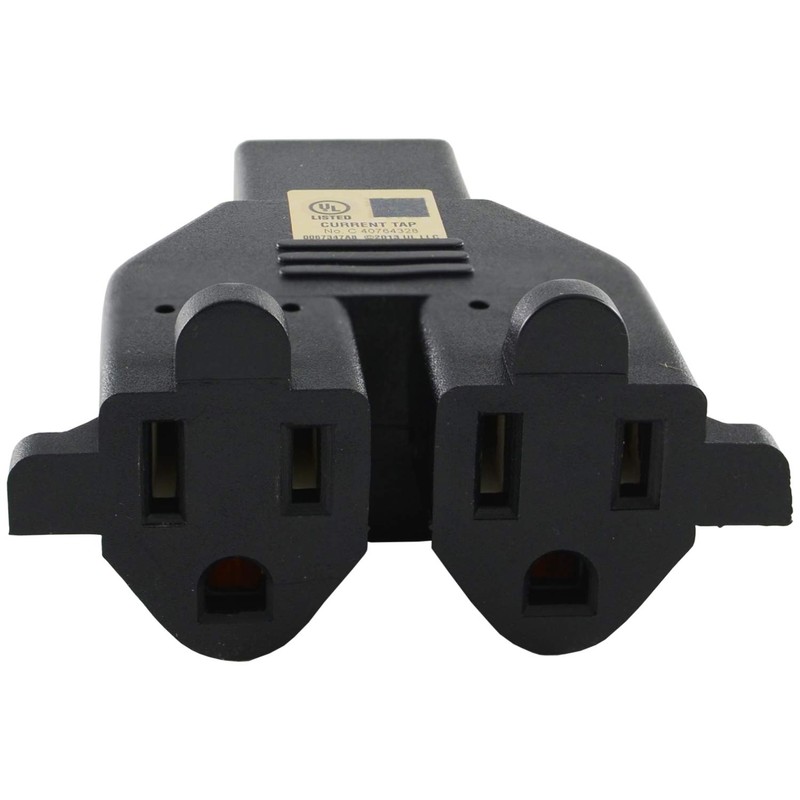 Conntek RL-30104 U.S. 3-Prong Heavy Duty Dual Outlet Adapter, Black