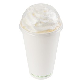 Restaurantware LIDS ONLY: Sustain 3.5 Inch Cold Cup Lids 50 Disposable Dome Lids For Cups - Cups Sold Separately Fits 9 12 16 20 And 22 Ounce Cups Clear PLA Plastic Lids Built-in Straw Hole