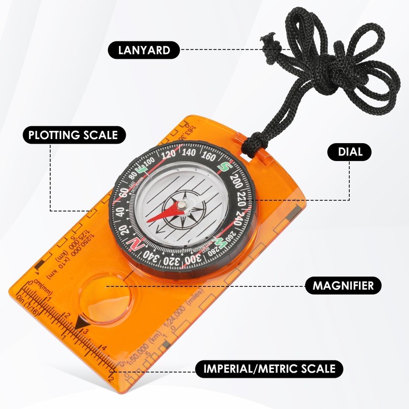 YUFFQOPC 4pcs Compass Navigation,Orienteering Compass,Baseplate Compass with Adjustable Declination,Magnifier,Ruler,Scale,Multifunctional Orienteering