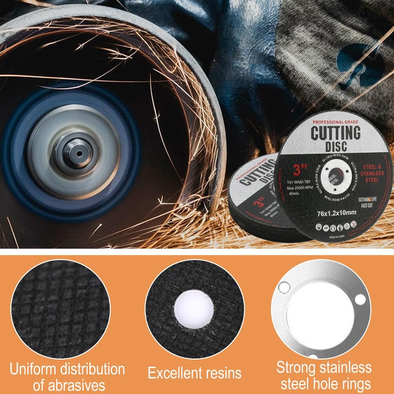 Angle Grinder Discs, 76mm Cutting Disc, 12 Pcs Stainless Steel