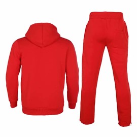 R RAMBLER 1985 Mens Tracksuit 2 pieces Thick Fleece Hood Sweatsuit set,zip up casual Outfit Athletic jogger suit running sport outwear(RED,large)