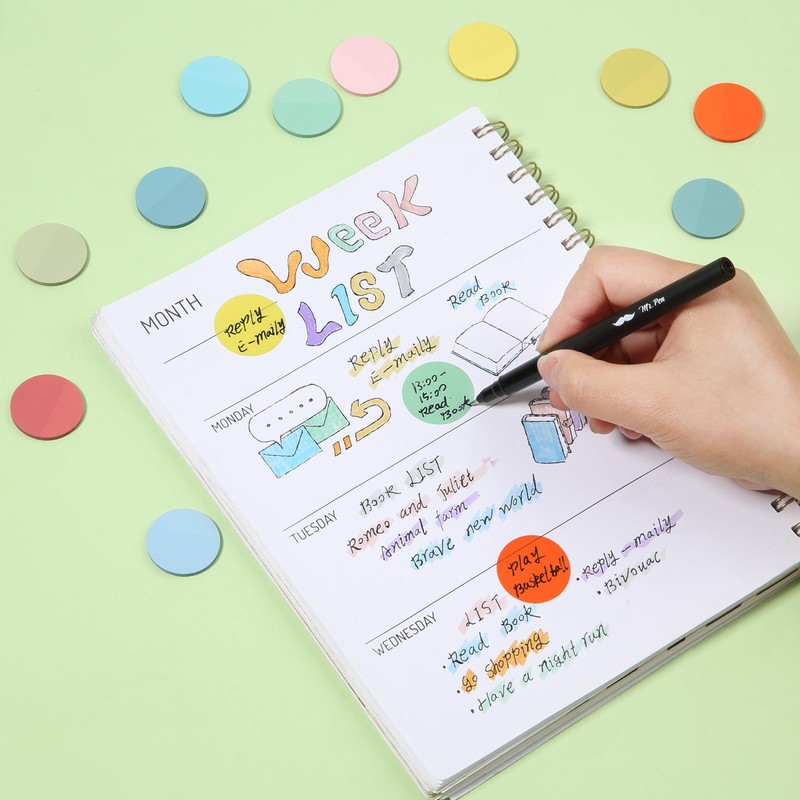 Mr. Pen- Transparent Sticky Note Set, 560Sheets, Colorful, Round Transparent