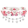 Besydec Hot Pink & Silver Beaded Bracelet Set with Butterfly