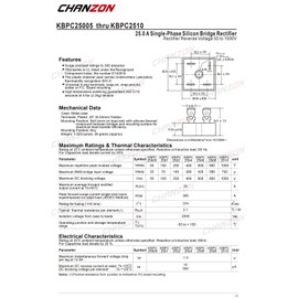 (Pack of 2 Pieces) Chanzon KBPC2510 Bridge Rectifier Diode 25A 1000V KBPC Single Phase, Full Wave 25 Amp 1000 Volt Electronic Silicon Diodes