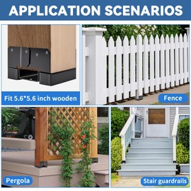 6x6 Post Base 10 PCS Post Bracket Inner Size 5.6"x5.6" Heavy Duty Metal Fence Post Anchor, Black Post Base for Concrete for Wood Deck Pergola Porch Railing Mailbox Support, Come with Screws