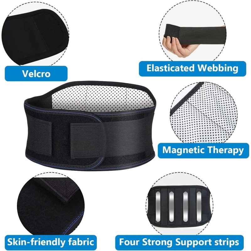 KABRAR Thermal Magnetic Therapy Lumbar Support Belt Lower Back Brace
