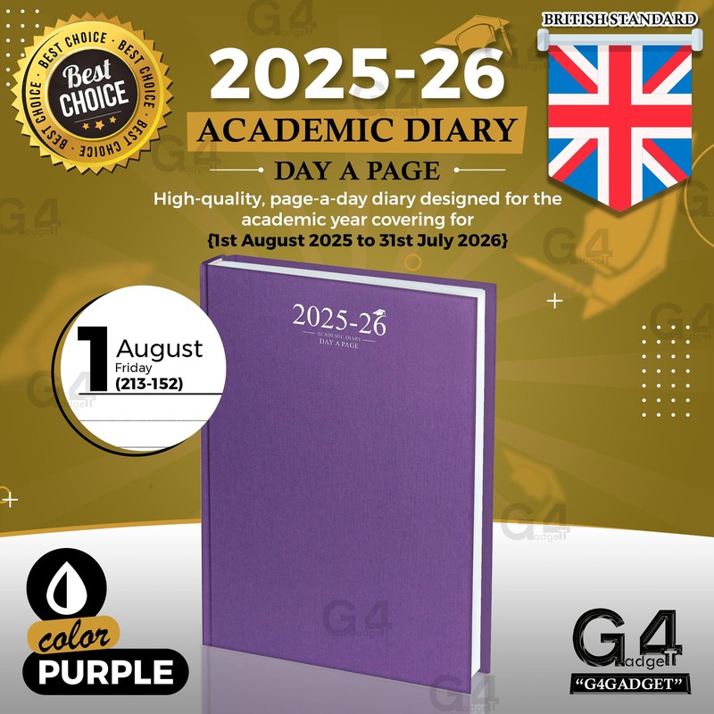 G4GADGET Academic Diary 2025-2026 A4 Day-A-Page School Planner for Students