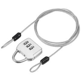 YOKIVE 1 Set 3 Digit Combination Padlock with Security Cables, Outdoor Padlock Steel Lock Chains | Great for Lockers Baggage Bikes (Silver, 3Ft)