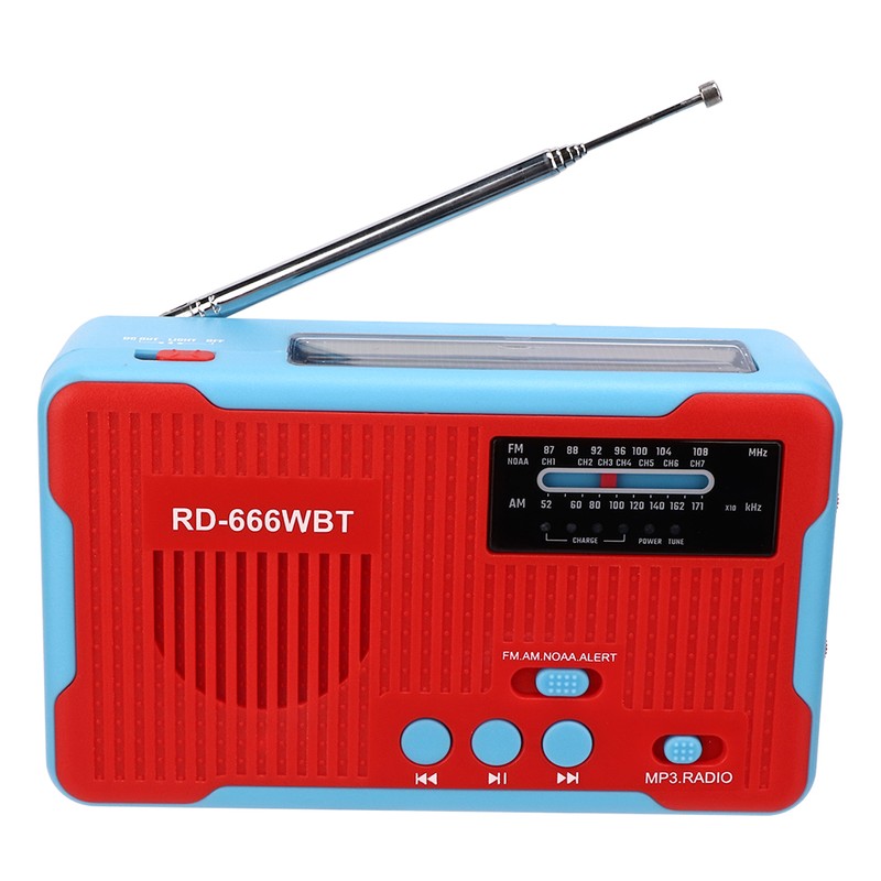 RD-666WBT Portable Solar Powered Emergency Hand Crank AM FM Radio