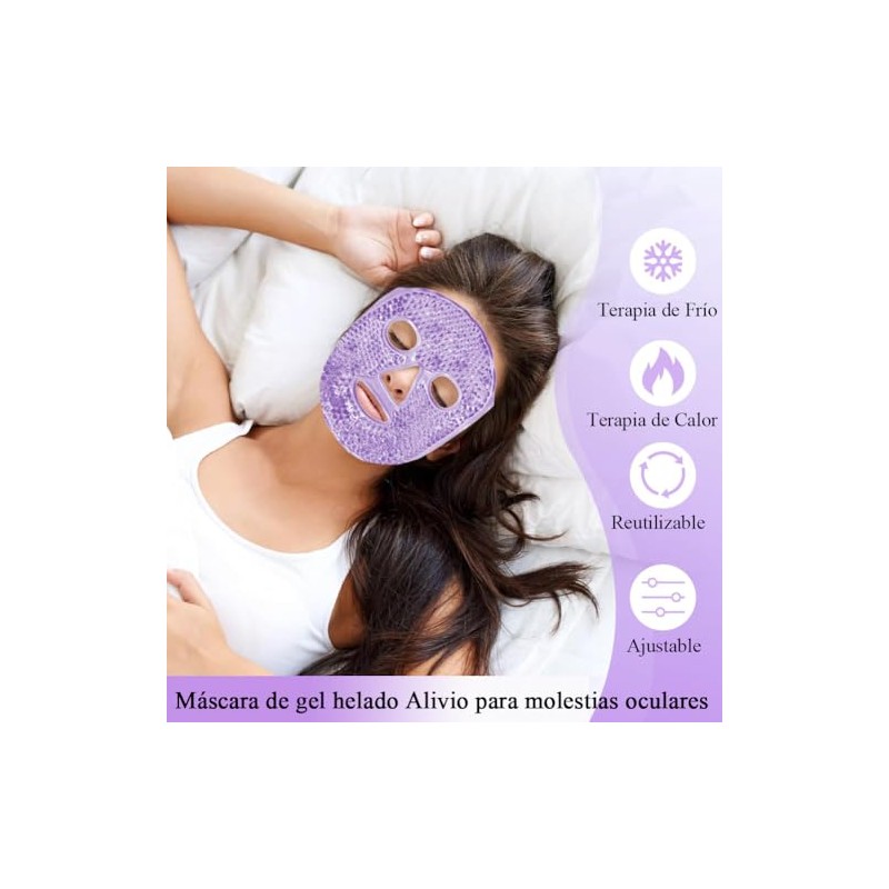 Antifaz de Gel para Cara Frío/Caliente con Respaldo de Felpa