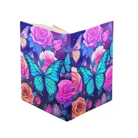 Upetstory Butterfly Book Cover for Soft Cover Books Paperback Novel Book Covers Jumbo Jacket Book Sleeve Stretchable Book Sox up to 9x11 Inch