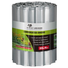 Worth Wide-Corrugated Galvanized Steel Landscape Edging, 10" x 20Ft Flexible Sturdy Metal Lawn Garden Edging Long Strips for Raised Flower Bed Tree Surrounds, Silver