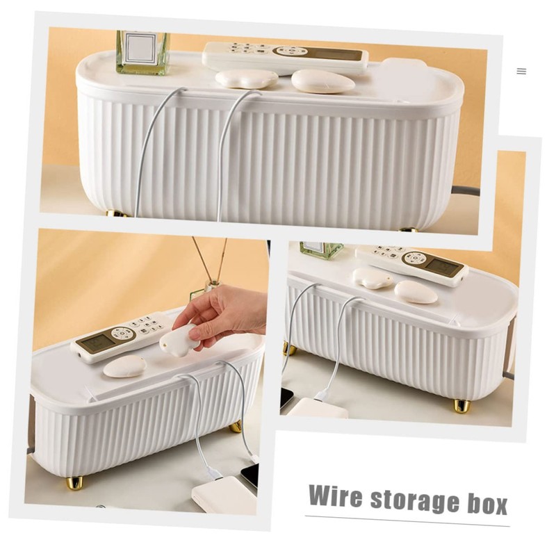 OSALADI Cable Management Box with Lid Stylish Storage for Cords