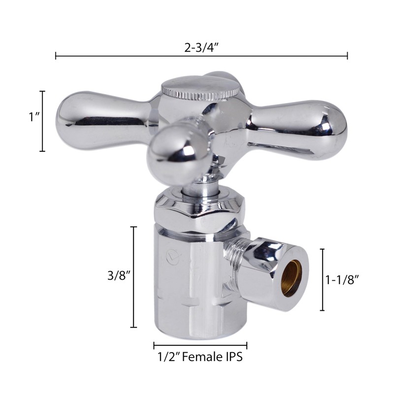 Westbrass D103X-2-01 Cross Handle Angle Stop Shut Off Valve, 1/2"