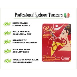 PROFESSIONAL Salon TWEEZERS with Easy Scissor Handle, The BEST PRECISION EYEBROW TWEEZERS Men/Women; PORTABLE Beauty Tools for Facial Hair, Ingrown Hair, Blackhead; Red 57RC; MADE IN MEXICO