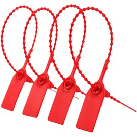 100PCS Plastic Security Tags Anti Tamper Seals Zip Ties Red Plastic Tags Security Tag Remover Ideal for Luggage Shoes and Various Handbags Luggage Packages, Labelled Boxes