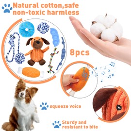 MULEVIP 8 Pack Welpenspielzeug,Squeaky Plüsch Spielzeug für Welpen,Hundeseilspielzeug Hundespielzeug Set für Kleine und Mittlere Hunde,Kauspielzeug und Quietschspielzeug Intelligenz - Naturbaumwolle
