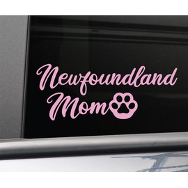 Newfoundland Mom Vinyl Decal Laptop Car Truck Bumper Window Sticker, 7.5" x 3", Pink