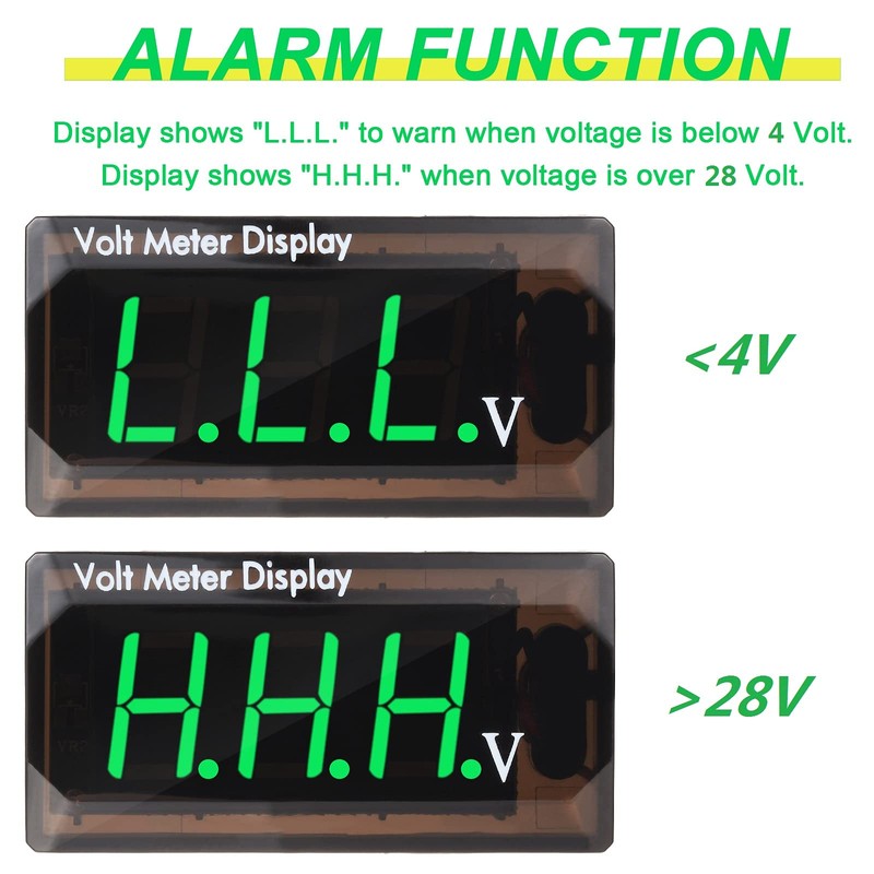 2 Pieces DC 4 to 28V Car Digital Voltmeter 12V
