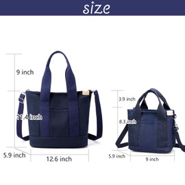 Large Canvas Tote Bag for Women with Pockets, Crossbody Shoulder Bag with Zipper, Japanese Satchel Bag with Shoulder Strap