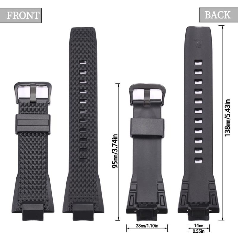 XBHSW Rubber Watch Band for Casio G-Shock G-Steel GST-B400-1AJF GSTB400-1A