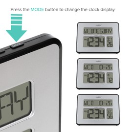 La Crosse Technology La Crosse Technology 513-1419BLv4-INT Backlight Atomic Full Calendar Clock with Extra Large Digits