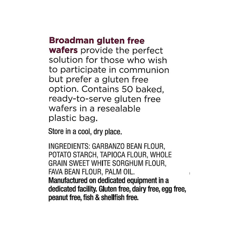 Broadman Church Supplies Communion Wafer, Gluten Free, 50 Count