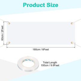 PATIKIL Blank Banner Pack of 2 Polyester Sublimation Banner Signs Custom Signs Fabric Large Decorate Blanks Outdoor Wall Flag Paintable White 2 x 6 ft