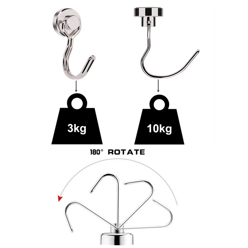 EGEN Magnetic Hooks, Vertical Load Capacity 22.0 lbs (10 kg),