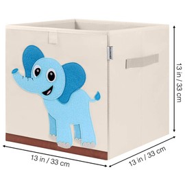 CLCROBD Foldable Animal Cube Storage Bins Fabric Toy Box/Chest/Organizer for Kids Nursery, 13 inch (Elephant)