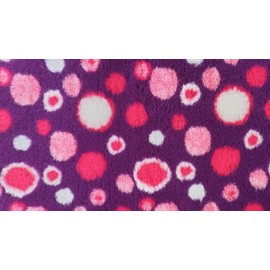 PnH Veterinary Bedding ® CIRCLES - NON SLIP - DOG BED - WHELPING FLEECE - Rubber Backed Vet Bed Roll/Pieces - Choice Of Colours And Sizes (75cm x 50cm, Purple with Pink Circles)