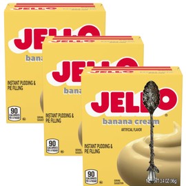 Candy Freezer Jello Instant Pudding & Pie Filling Mix 3.4 oz (Pack of 3) with Gem Spoon (Banana Cream) Gem Spoon