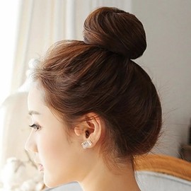 Short hair wig light brown straight bangs (WFHFK7B) / 똥머리가발 라이트브라운 똑딱이 앞머리 (WFHFK7B)