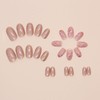 Flower Press on Nails Medium Almond Fake Nails with Pink