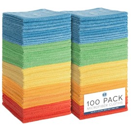 S&T INC. Paquete de 100 paños de Limpieza de Microfibra, Toallas a Granel para el hogar, Toallas de Microfibra Reutilizables para Coches, Trapos de Limpieza, Surtidos, 11.5 x 11.5 Pulgadas, 100