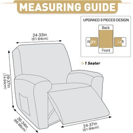 JIVINER Recliner Chair Covers,3 Pieces Recliner Covers Geometrical Jacquard, Stretch Lazy Boy Recliner Slipcovers with Elastic Bottom for Pet, Kids (1 Seater, Brown)