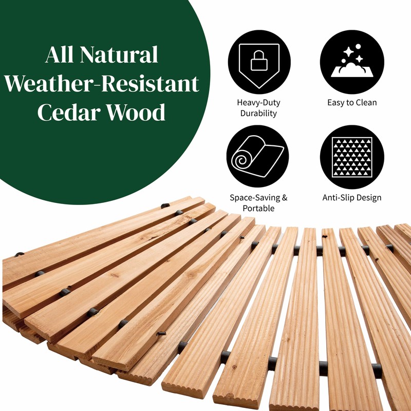 Plow & Hearth Outdoor Wooden Pathway, Natural Waterproof Weatherproof Hardwood