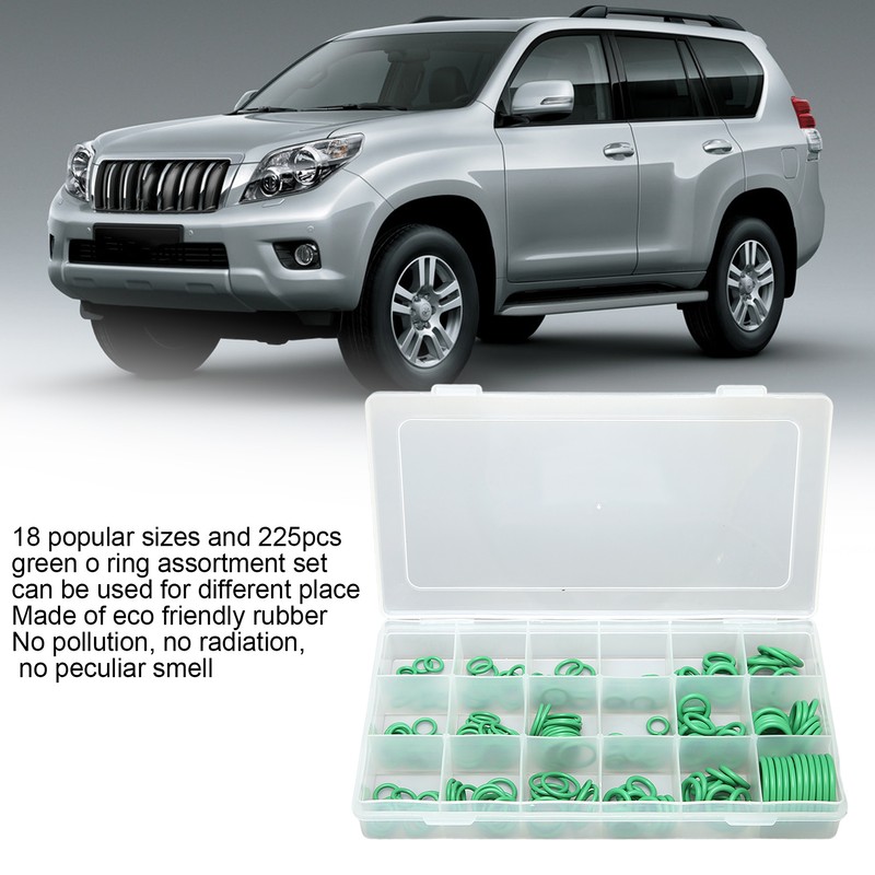 225pcs Car Air Conditioner Seal Ring Kit 18‑Compartment AC O
