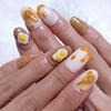 Egg and Pancake Homemade Nail Tips - Stiletto / 계란과