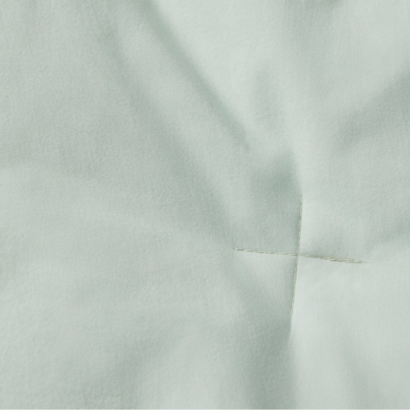 JAJU [JAJU] Crinkle Cotton Contrast Quilt Blanket Q Mint White