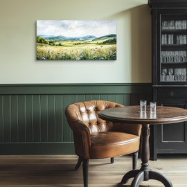 crmotu Large Landscape Wall Art, Nature Wall Decor, Scenery Wall Art, Countryside Outdoor Scenic Art Prints, Meadow Wildflower Canvas Paintings for Living Room Bathroom Kitchen Decoration 20x40inch