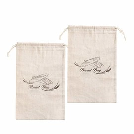 2 Pcs Bread Bags for Homemade Bread, 51 x 36cm Natural Large Storage Linen Bread Bags, TPU Lined, Breathable and Eco Friendly with Drawstring Closure, for Sourdough & Homemade Bread Housewarming Gift